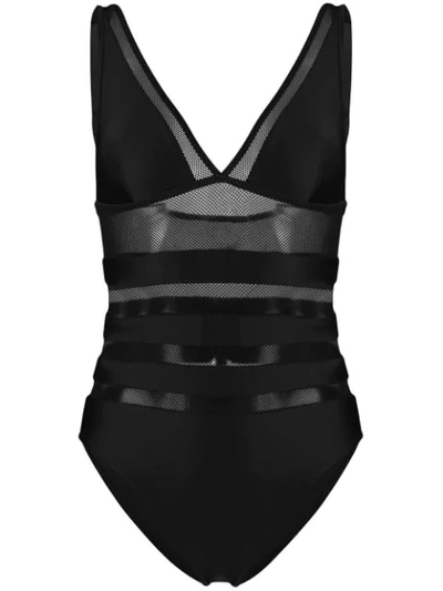 Shop Zimmermann Mesh Panel One-piece Swimsuit In Black