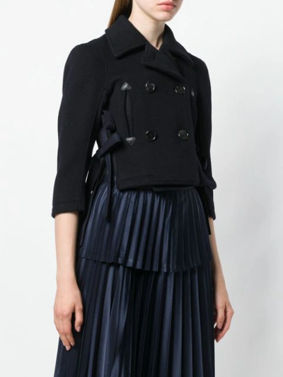Shop Comme Des Garçons Noir Kei Ninomiya Tie-side Cropped Jacket - Blue