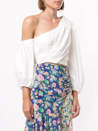 Shop Amur One Shoulder Cropped Top In White