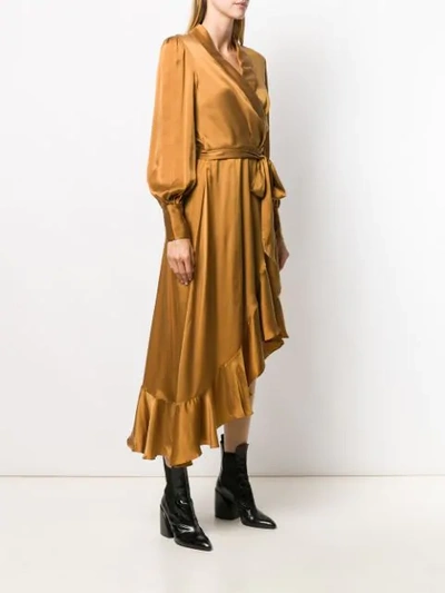 Shop Zimmermann Espionage Wrap Midi Dress In Gold