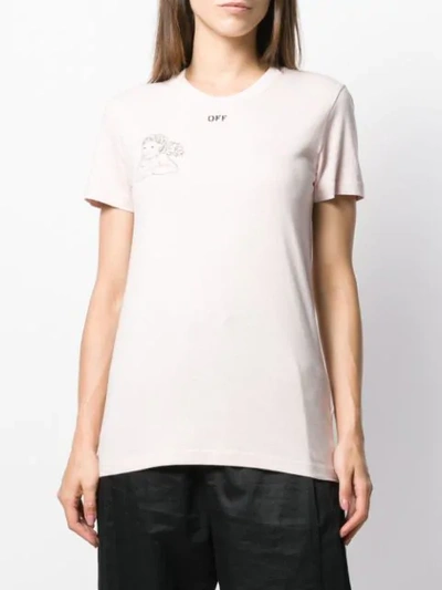 Shop Off-white Floral Cherub Print T-shirt In Pink