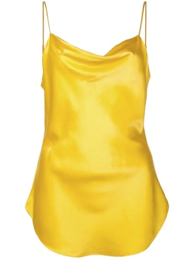 Shop Cinq À Sept Strappy Silk Top In Yellow