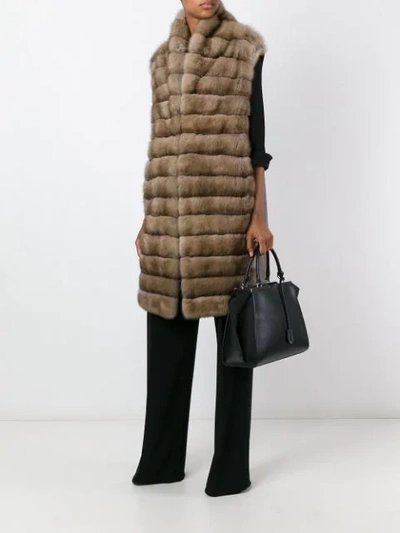 Shop Liska Cashmere Sleeveless Coat In Brown