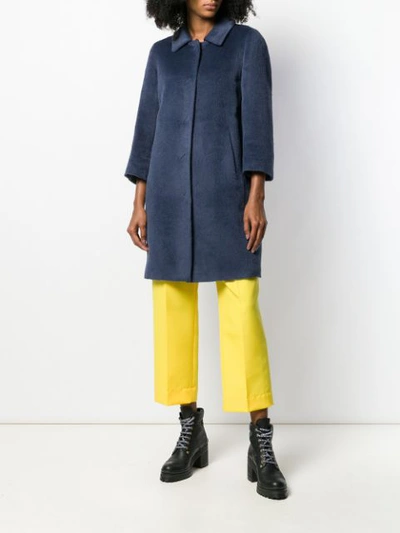 Shop Herno Padded Wool Coat In Blue