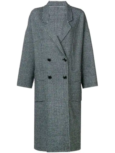 Shop Pinko Checked Double Breasted Coat In White