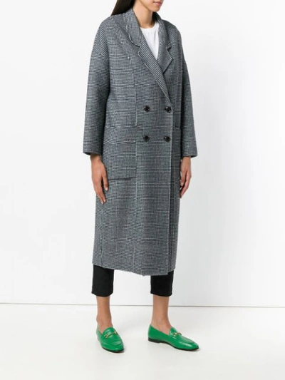 Shop Pinko Checked Double Breasted Coat In White