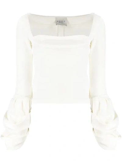 Shop A.w.a.k.e. Top With Gathered Cuffs In White