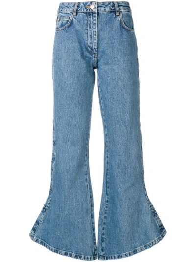 Shop Aalto Flared Cropped Jeans In Blue