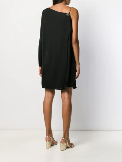 Shop Gucci Asymmetric Sleeves Flare Dress In Black