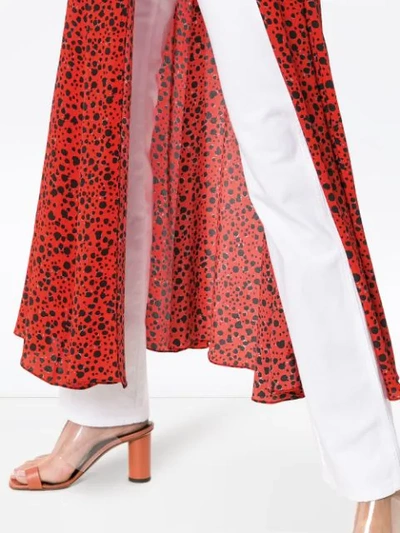 Shop We Are Leone Cheetah Print Silk Maxi Robe In Red