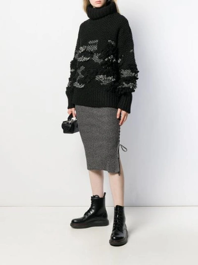 Shop Mcq By Alexander Mcqueen Patchy Knit Turtleneck Jumper In 1000 Black