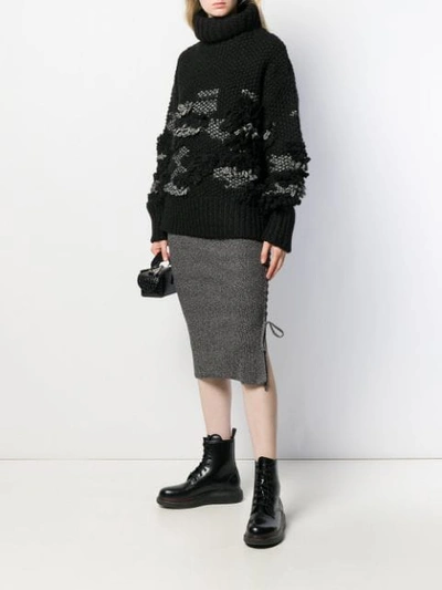 MCQ ALEXANDER MCQUEEN PATCHY KNIT TURTLENECK JUMPER - 黑色