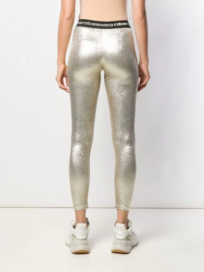 Shop Paco Rabanne Leggings Im Metallic-look In Silver ,gold