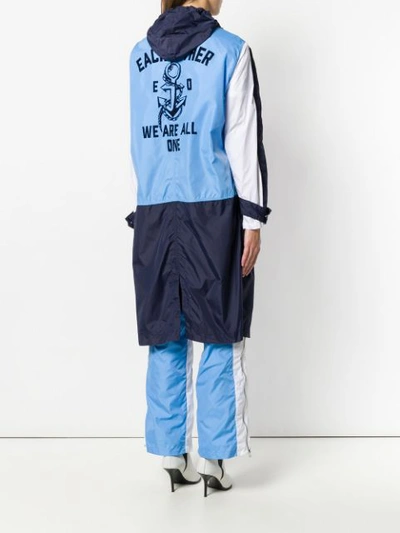 Shop Each X Other Long Sleeved Rain Coat In Blue