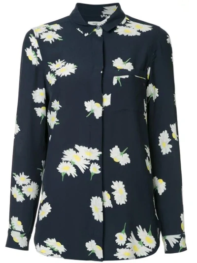 Shop Ganni Floral Pajama Shirt - Blue