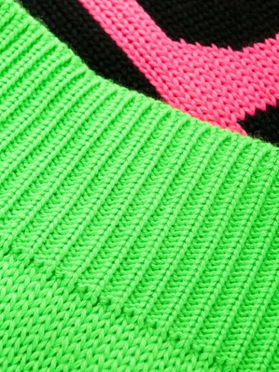Shop Gcds Oversized Logo Knit Sweater In Green