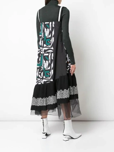 ADEAM ASYMMETRIC PRINTED MIDI DRESS - 黑色