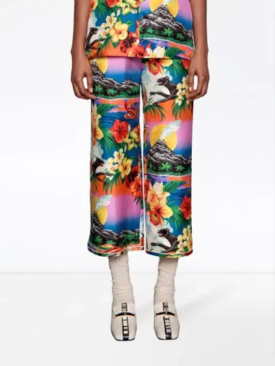 Shop Gucci Hawaiian Print Silk Pajama Pants - Multicolour