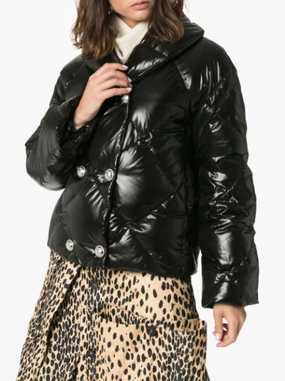Shop Balmain Double-breasted Puffer Jacket In Black