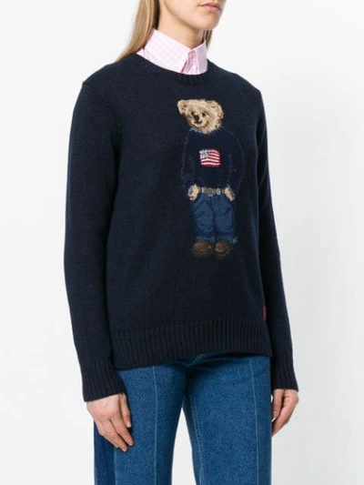 Shop Polo Ralph Lauren The Iconic Polo Bear Sweater In Blue