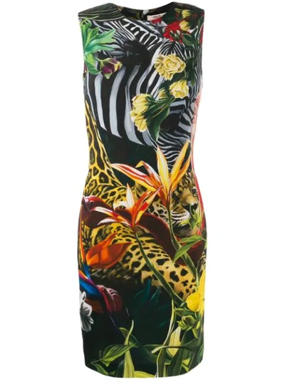 Shop Roberto Cavalli Paradise Found Fitted Dress In 09000 Multi