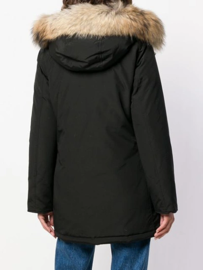 Shop Woolrich Padded Fur Parka In Black