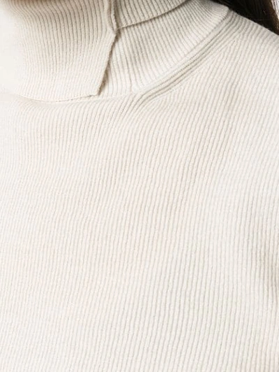 Shop System Ribbed Knit Roll Neck Sweater In Neutrals