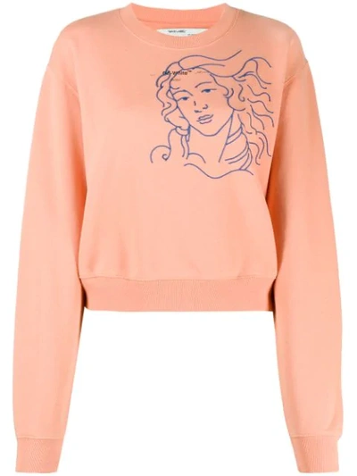 Shop Off-white Embroidered Woman Figure Sweatshirt In Pink