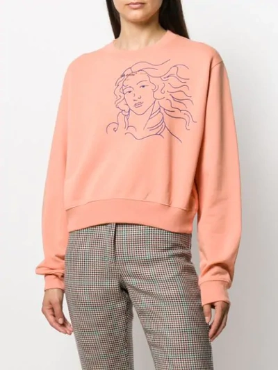 Shop Off-white Embroidered Woman Figure Sweatshirt In Pink