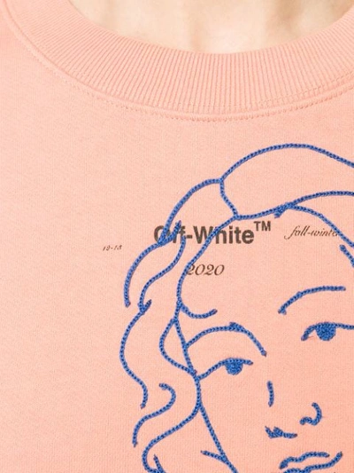 Shop Off-white Embroidered Woman Figure Sweatshirt In Pink