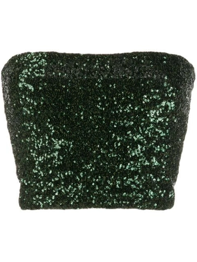 Shop Andamane Sequinned Strapless Top In Green