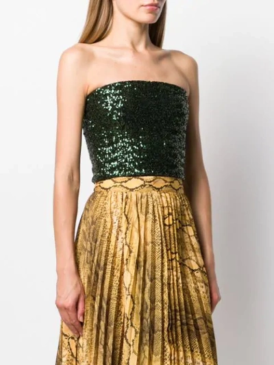 Shop Andamane Sequinned Strapless Top In Green