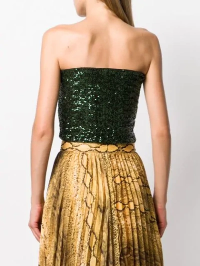 Shop Andamane Sequinned Strapless Top In Green