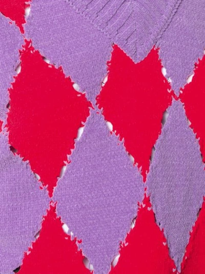 Shop Philosophy Di Lorenzo Serafini Distressed Argyle Sweater In Purple