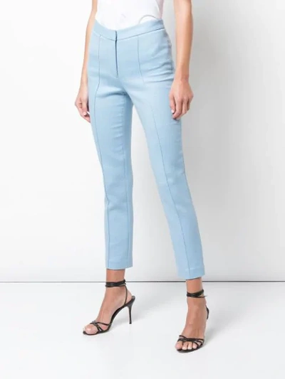 Shop Adam Lippes Cropped Skinny Trousers In Blue