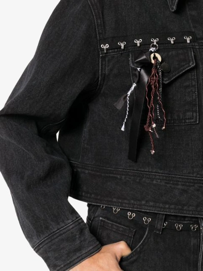 Shop Hyein Seo Studded Crop Denim Jacket In Grey
