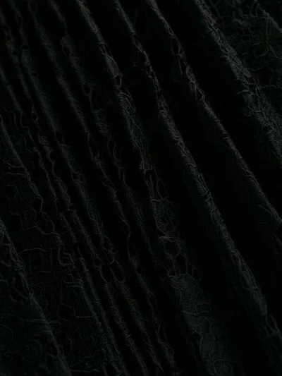 Shop Valentino Pleated Lace Midi Dress In 0no Black