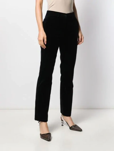Shop Etro Crushed Velvet Suit Trousers In Black
