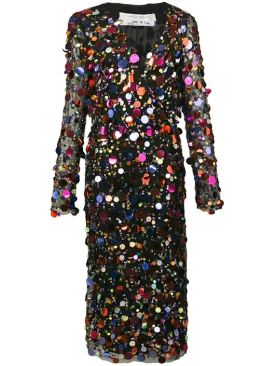 Shop Carolina Herrera Sequin Wrap Dress - Multicolour