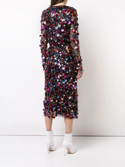 Shop Carolina Herrera Sequin Wrap Dress - Multicolour