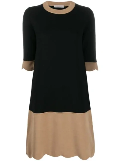 Shop D-exterior Two-tone Knitted Dress In Black