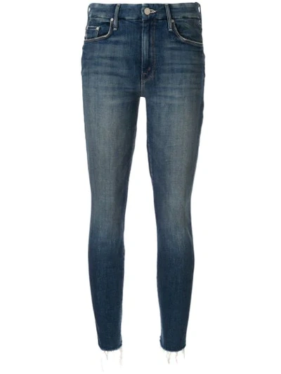 Shop Mother The Looker Ankle Fray Jeans In Blue