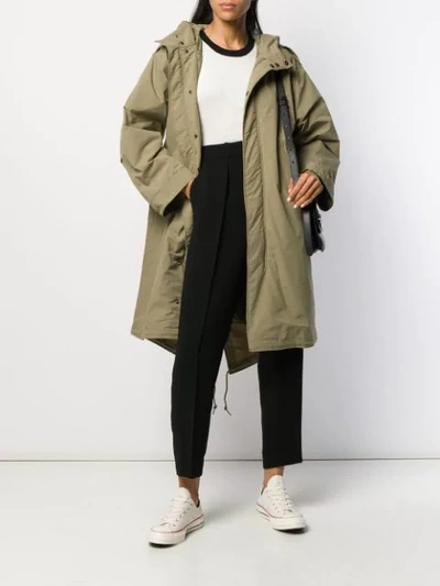 Shop Apc Boxy Parka Coat In Green