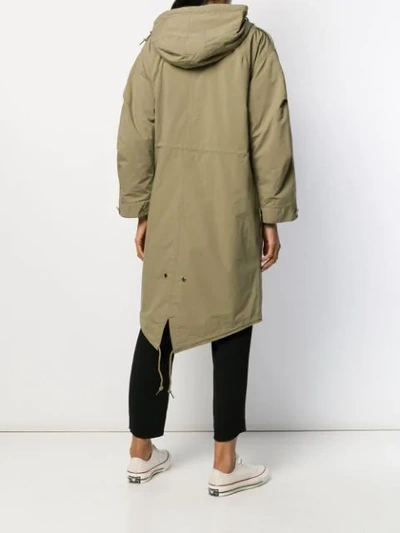 Shop Apc Boxy Parka Coat In Green