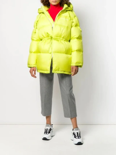 Shop Acne Studios Drawstring Waist Padded Coat In Yellow