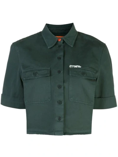 Shop Heron Preston Crop 'prohibited' Shirt In 0488 Off Black Multi