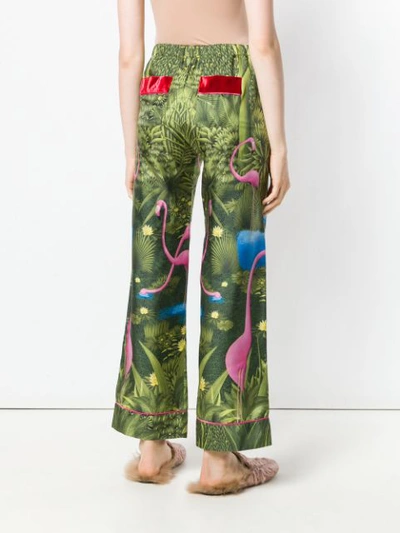 Shop F.r.s For Restless Sleepers Flamingo Print Trousers - Green