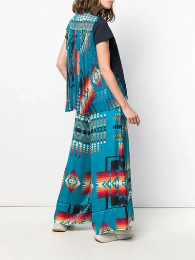 Shop Sacai Navajo-style Knit Palazzo Pants In Blue