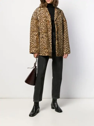 Shop Alberto Biani Leopard Print Oversized Jacket In Neutrals