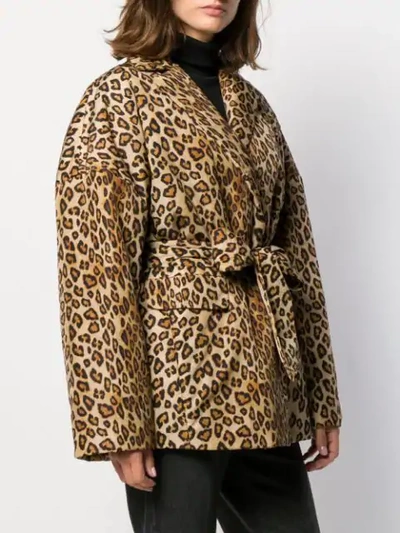 Shop Alberto Biani Leopard Print Oversized Jacket In Neutrals